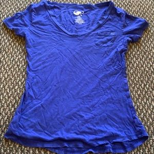 Blue v neck shirt